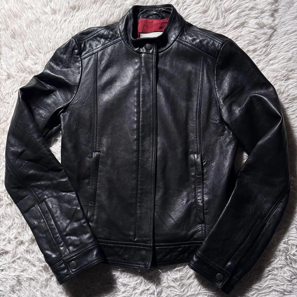 Chaqueta de cuero de cordero Gucci negra talla 40 rara Japón Foto 2 de 4