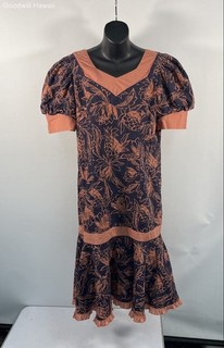 Vintage 90s T & L Muumuu Factory Hawaii Women's Floral Ruffle Dress Size L