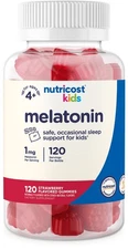 Nutricost Melatonin 1mg, 180 Gummies - Strawberry - No Corn Syrup, Non-GMO