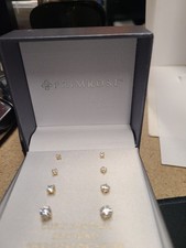 PRIMROSE Sterling Silver Cubic Zirconia Graduated Stud Earring Set