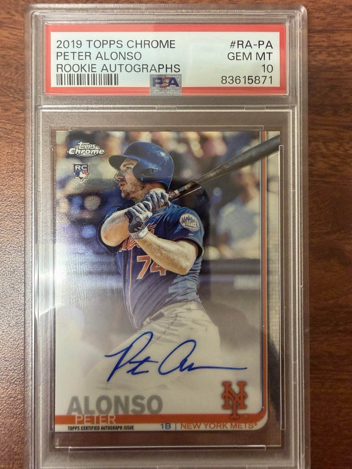 2019 Topps Chrome Rookie Autographs Pete Alonso #RA-PA RC PSA 10 GEM MINT