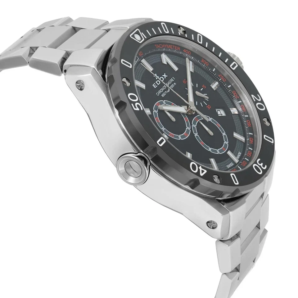 Reloj de cuarzo para hombre Edox Chronoffshore-1 45 mm acero esfera negra 10221 3M NIN Foto 4 de 4