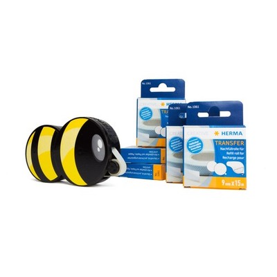Herma Klebebiene 1104 set + 5x Herma 1061 Nachfüllrolle Fotokleber Klebespender