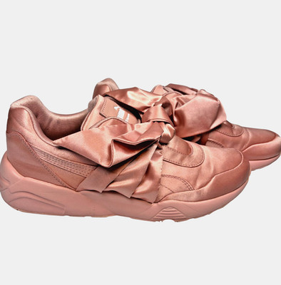 Puma x Fenty Rihanna Bow Sneaker Silver Pink Satin Women's Size 9 NWOB 365054-01