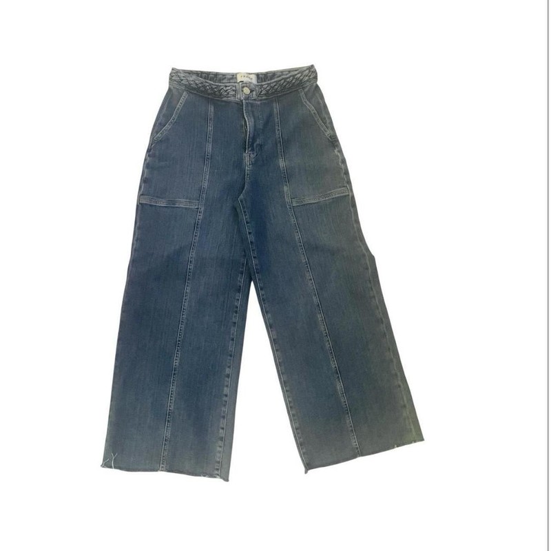 FRAME Women’s Wide leg high rise Daphne Med Wash Jeans Pockets Zip Button Sz.29