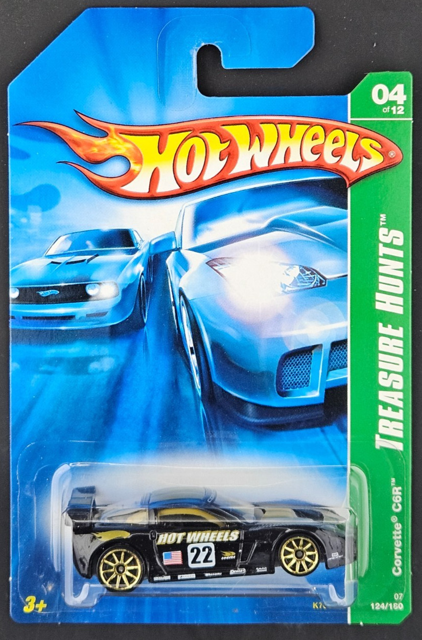 2007 Hot Wheels Treasure Hunt #4/12 Chevy Corvette C6R Black w/Gold Wheels VHTF
