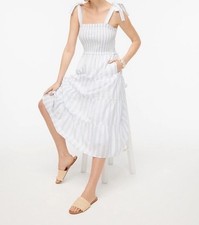 J.Crew Blue & White Striped Smock Midi Dress with pockets / Size PL