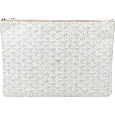 Goyard White Goyardine Monogram Senat MM Clutch Abendtasche