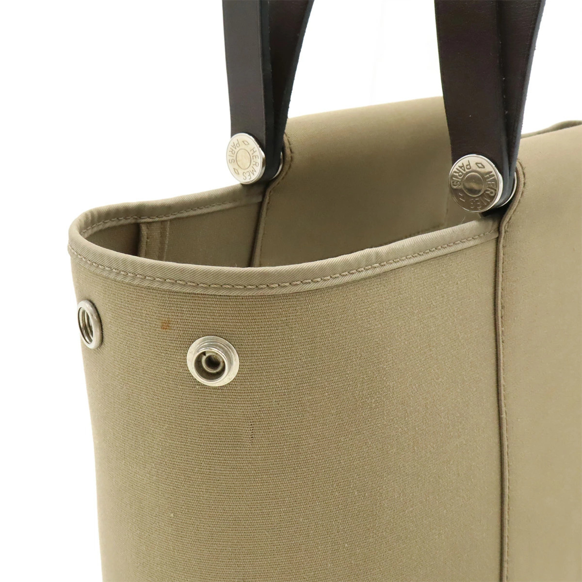 Hermes Cabag Pm Tote Bag Handbag 2-Way Shoulder Toile Officier *Neb532 thumbnail 8