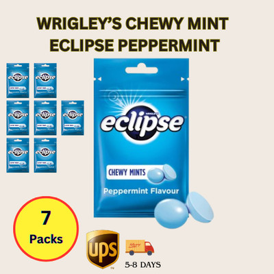 Chewy Mints Wrigleys Eclipse Peppermint Powerful Refresh Breath New 7 Pack x 45g