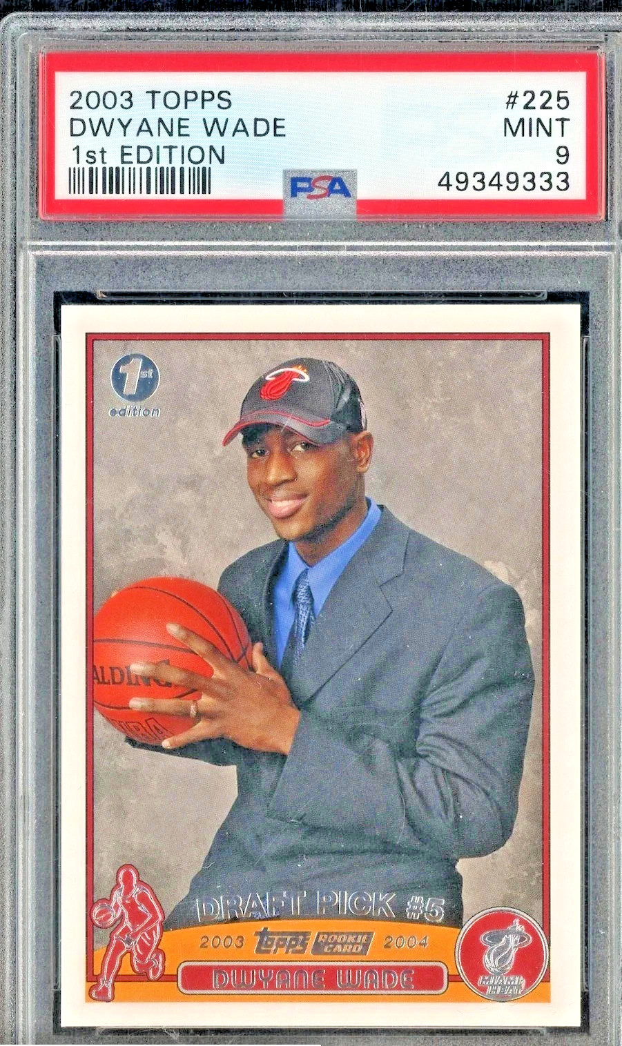 2003 Topps 1ST EDITION #225 Dwyane Wade Miami Heat RC Rookie HOF PSA 9 MINT