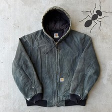 Carhartt J140 black hooded work wear jacket Medium