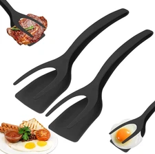 1pcs 2-in-1 Grip & Flip Spatula Tongs – Non-Stick Nylon Egg, Pancake&Fish Turner