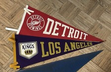 LA Kings First Year and Detroit Red Wings 1960s Vintage NHL Hockey Pennants