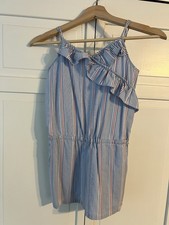 Vineyard Vines Romper Girls M Red/White/Blue Ruffles Pockets Elastic Waist