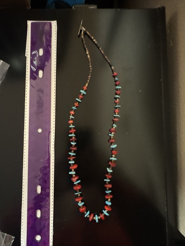 Red Coral And Turquoise Beaded Necklace