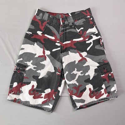 Vintage Interstate Cargo Shorts Mens 30 (~28) Red Camo 90s Y2K