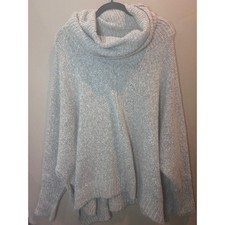 Knisley Cowl Neck Sweater Womens Medium Taupe Excellent Oversized Wool Blend