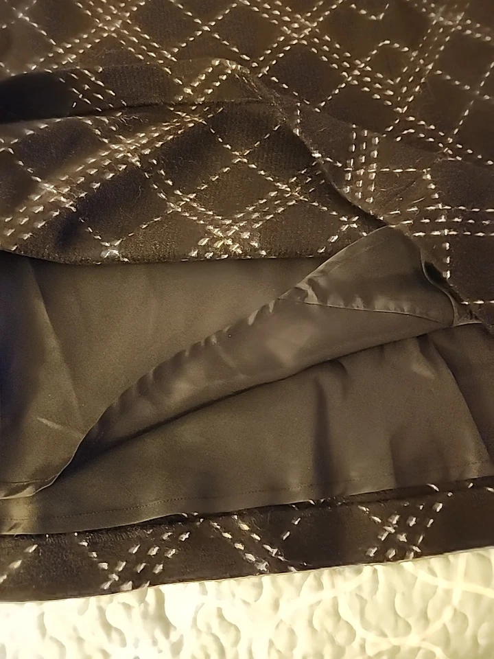 Dana BUCHMAN 10 码羊毛衬里黑白格子长裙 — 第 3/4 张图片