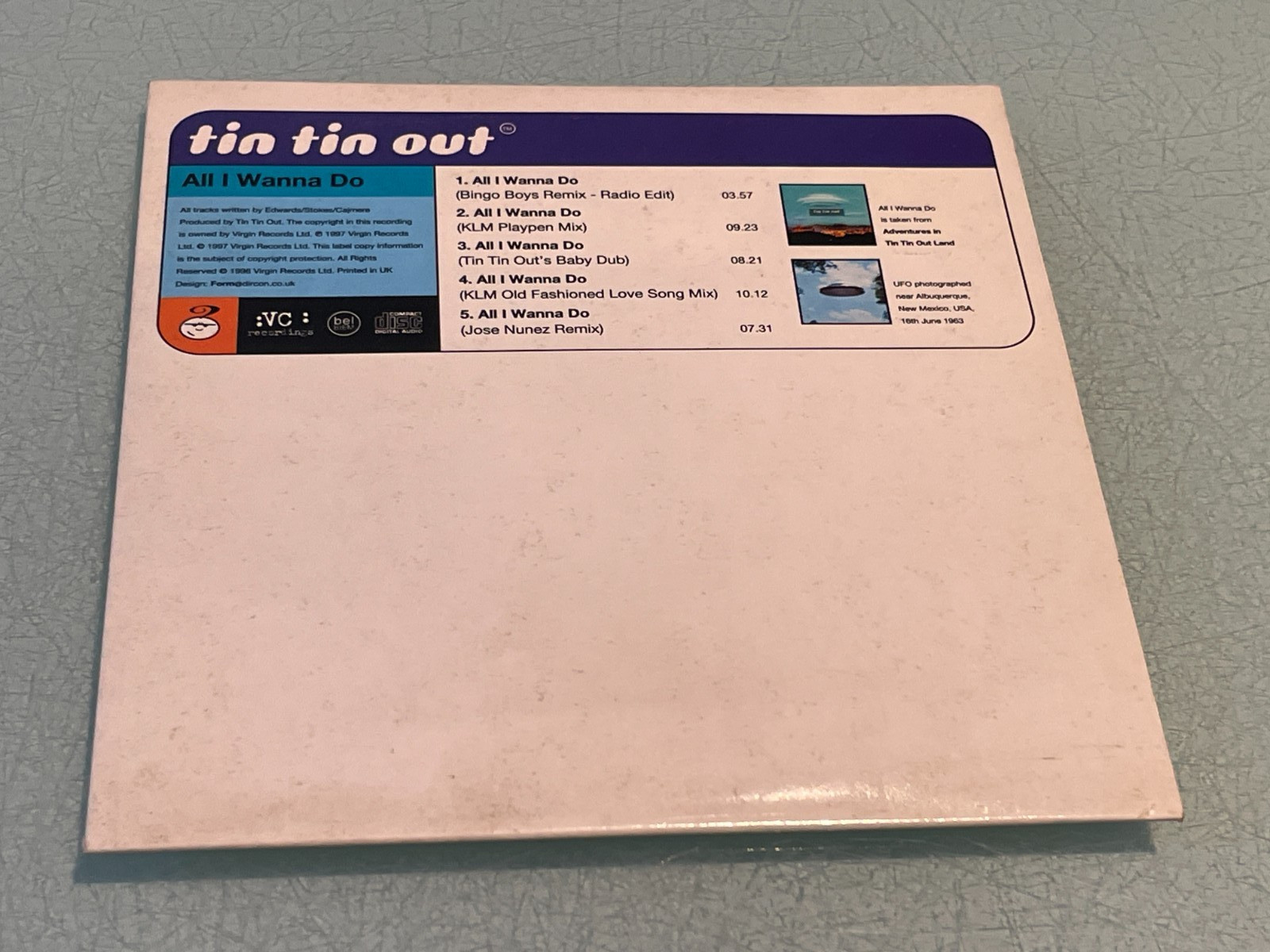 Tin Tin Out - All I Wanna Do - 5 Track CD Single - 1997 Virgin Records