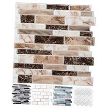 10-Sheet Peel and Stick Tile Backsplash, Vinyl 3D Self-Adhesive Light Brown