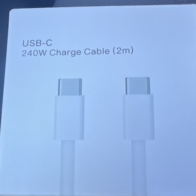 USB-C to USB-C 240W Charging USB Cable, 2 m White, 1:1 Connection
