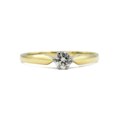 Ring mit Brillantsolitär Diamant 0,25 ct. in 14 Kt. 585 Gelbgold Gr. 55 - Bild 1 von 4