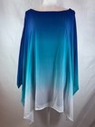 Lane Bryant Plus Size 26/28 Blue Ombre Poncho Top Sheer Chiffon Flowy BoHo
