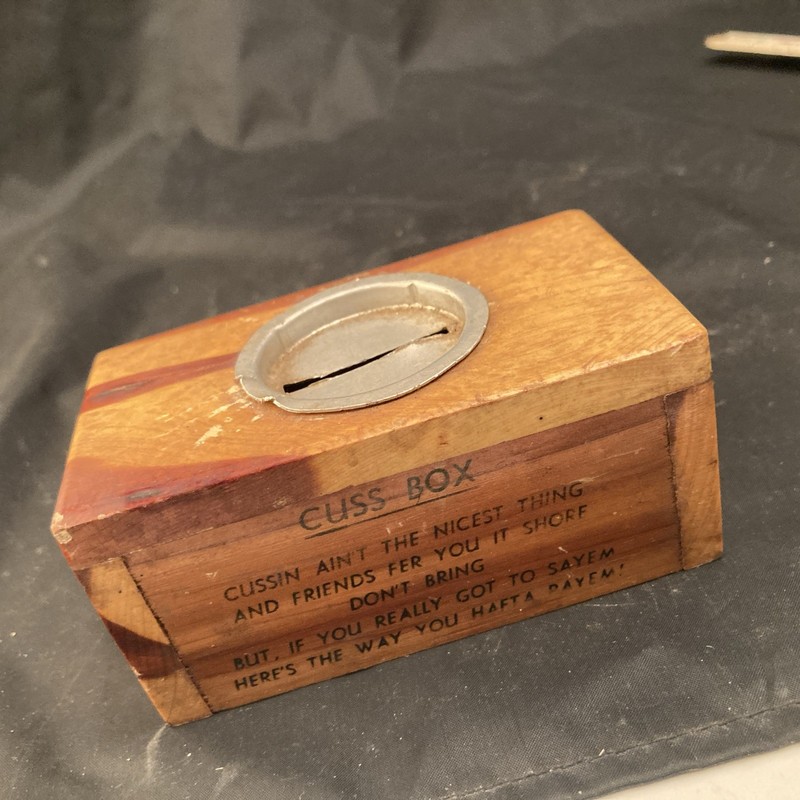 Vintage Souvenir Boone NC Seven Devils Wood Novelty Coin Cuss Box 4 X 2.25”