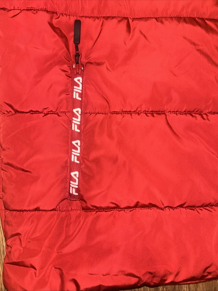 FILA Big Puffer Vest Jacket L Colorblock Red White Navy Y2K Streetwear Oversized - Image 3 of 4