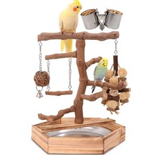 Natural Grape Wood Bird Parakeet Playground - Perch Stand for Parakeets, Cock...