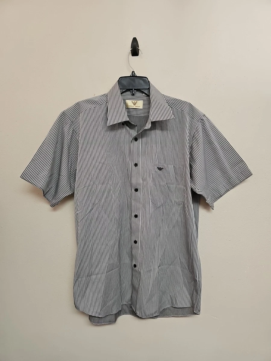 Giorgio Armani Short Sleeve Striped Casual Button-Down Shirts for