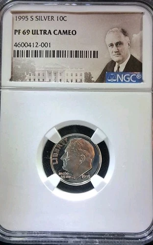1995-S SILVER 10c ROOSEVELT DIME NGC PF69 ULTRA CAMEO "PORTRAIT LABEL" -001