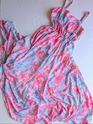 EUC Lilly Pulitzer Lizette Poly Chiffon Maxi Dress Isla De Coco Print sz 2-4 S