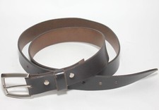 Dark Brown Genuine Leather Belt - Stylish Silver Buckle - Size 41-43 Very Nice