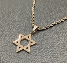 Star of David Pendant Necklace Chain Stainless Steel Rose Gold Israel Jewish