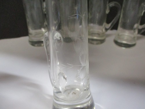 7 Vintage Floral Etched Clear Glass Shooter Glasses - Picture 7 of 7
