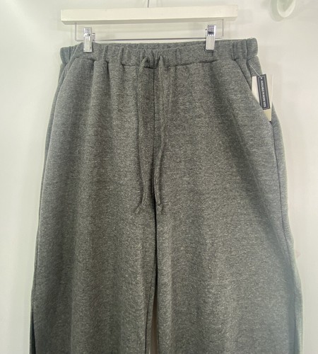 Bp Nordstrom Size L Lounge Pants Charcoal Gray Wide Leg Pockets Split Side - Picture 15 of 15