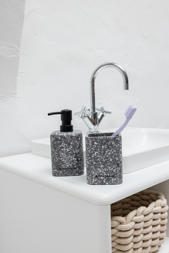 TOM TAILOR Bad Accessoires Set Terrazzo Zahnputzbecher Seifenspender Polyresin - Bild 4 von 8