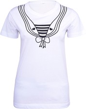 Küstenluder »SAILOR HEART & BOW« Matrosen Girlie Motiv T-SHIRT Weiß Rockabilly