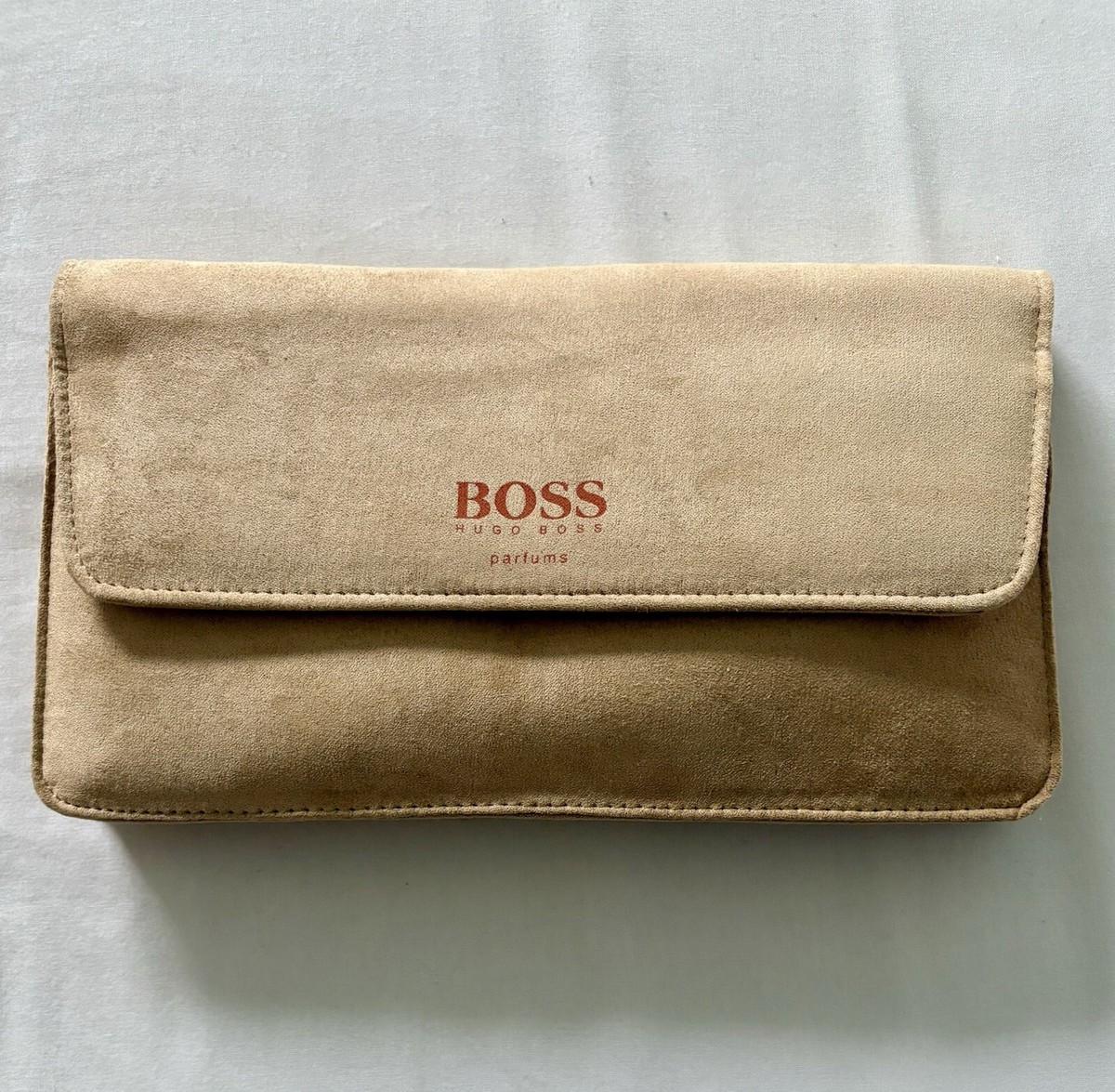 🔥 Hugo Boss Perfume Clutch Bag, beige Cosmetics Suede Case, Xmas