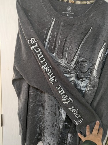 Leggendaria Camicia Uomo Aop Whitetails Manica Lunga Grigio Grande - Foto 2 di 4