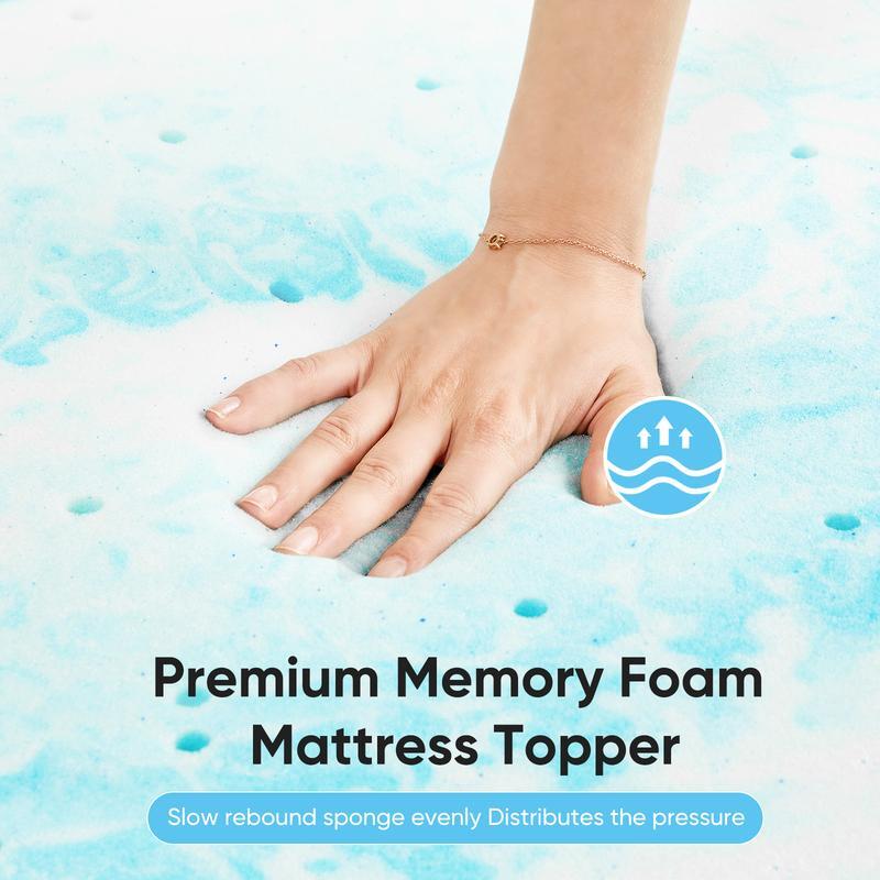 Mattress Topper Memory Foam Cooling Gel Swirl Infused Topper for Back