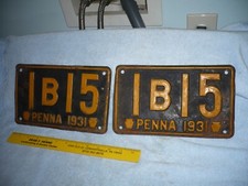ODD  1931 pair of Pennsylvania License Plates