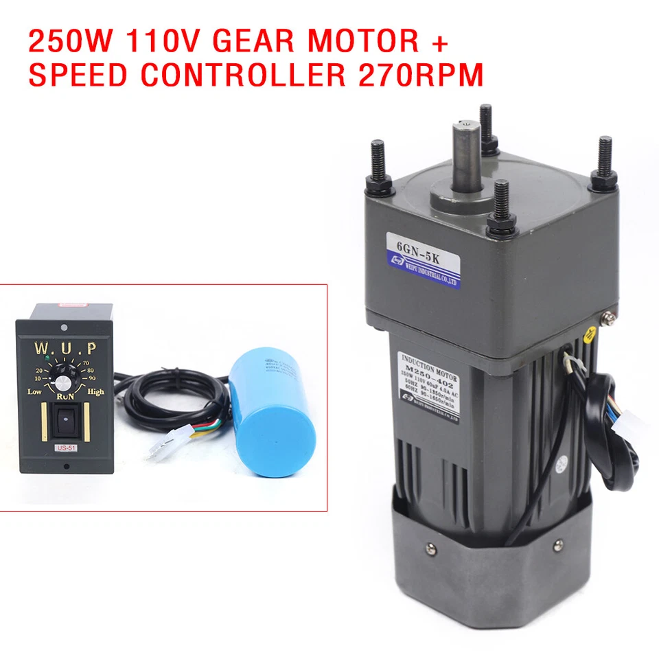 250W 110V AC Gear Reduction Motor Electric+Variable Speed Control Reversible NEW - Image 3 of 4
