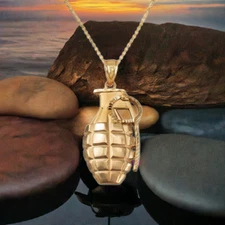 Yellow Gold Grenade Satin DC Pendant Necklace