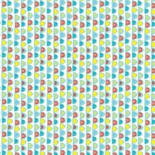 Feline Drive Fabric GARDEN CATS Scalloped Stripe Teal - Fat Quarter 18"x22" FQ