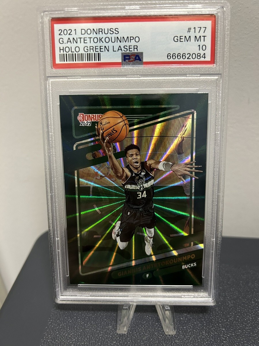 2021 Donruss Giannis Antetokounmpo Green Laser Color Match PSA 10