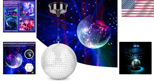 Fun Disco Mirror Ball with 18 LEDs & 6RPM Motor - Perfect for Parties & Clubs - Picture 2 of 10