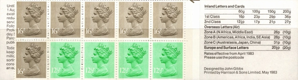 UK 1983 TWO BOOKLETS PARCEL POST HISTORY CENTENARY LEFT & RIGHT 20 STAMPS MNH - Image 3 of 4